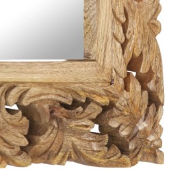 Miroir sculpté à la main Marron 50x50cm Bois de manguier massif 