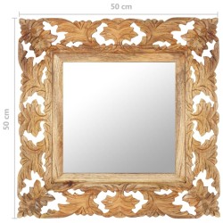 Miroir sculpté à la main Marron 50x50cm Bois de manguier massif 