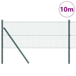 Clôture en Fil Soudé avec 7 Poteaux Verte 0.6x10 m Acier 