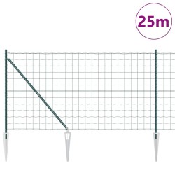 Clôture Euro avec 13 poteaux en spike 1,2x25 m en acier galvanisé vert 