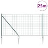 Clôture Euro avec 13 poteaux en spike 1,2x25 m en acier galvanisé vert 