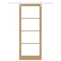 Porte Coulissante avec Kit de Matériel 93x232 cm Bois Massif Pin 