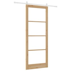 Porte Coulissante avec Kit de Matériel 93x232 cm Bois Massif Pin 