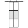 Porte coulissante kit quincaillerie noir 76x205 cm verre trempé 