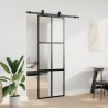 Porte coulissante kit quincaillerie noir 76x205 cm verre trempé 