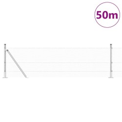 Clôture en fil soudé avec 13 poteaux flanqués 0.6x50 m en acier galvanisé 