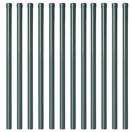 Poteaux de clôture 12 pcs Vert 120 cm Acier peint par poudre 