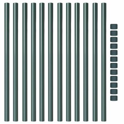 Poteaux de clôture 12 pcs Vert 120 cm Acier peint par poudre 