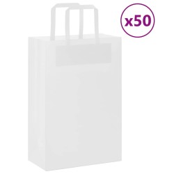 Sacs en papier 50 pcs avec poignées blanc 21x11x31 cm 