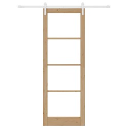Porte coulissante avec quincaillerie "ORKDAL" en bois massif et verre 