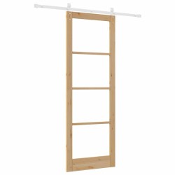 Porte coulissante avec quincaillerie "ORKDAL" en bois massif et verre 