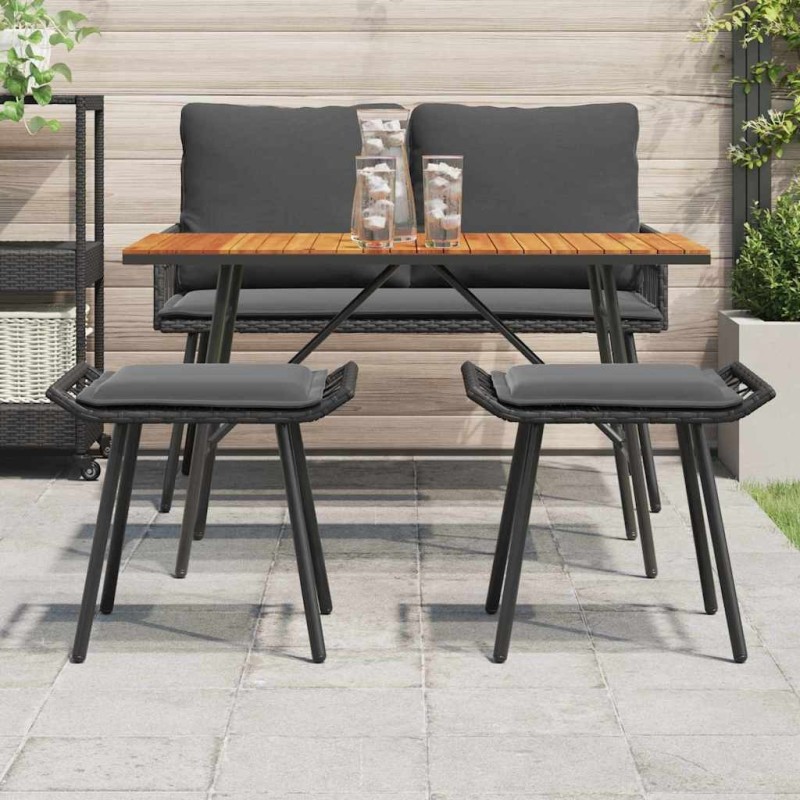 Tabourets de jardin 2 pcs Noir 50x40x45 cm Poly Rattan 