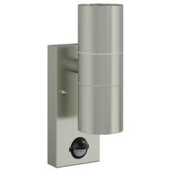 Appliques Murales Extérieures avec Capteur 2 pcs Argent Acier Inoxydable IP44 