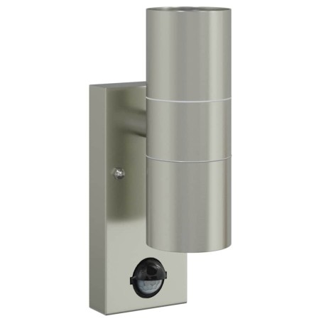 Appliques Murales Extérieures avec Capteur 2 pcs Argent Acier Inoxydable IP44 