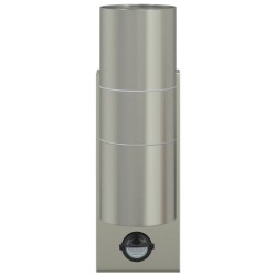 Appliques Murales Extérieures avec Capteur 2 pcs Argent Acier Inoxydable IP44 