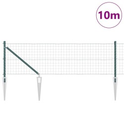 Clôture Euro avec 7 poteaux en pointe 0,6 x 10 m en acier galvanisé vert 