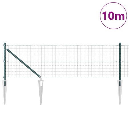 Clôture Euro avec 7 poteaux en pointe 0,6 x 10 m en acier galvanisé vert 