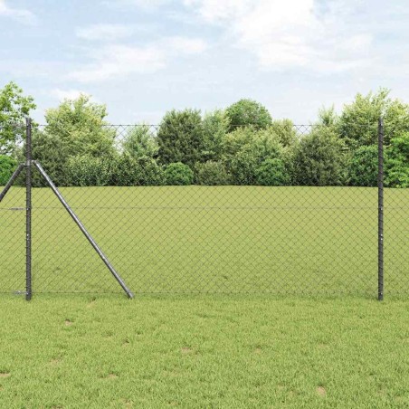 Jeu de Poteaux de Clôture Gris 1.4 x 10 m Acier galvanisé 