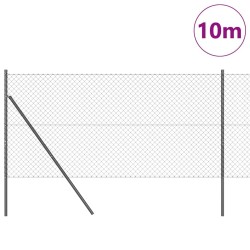 Jeu de Poteaux de Clôture Gris 1.4 x 10 m Acier galvanisé 