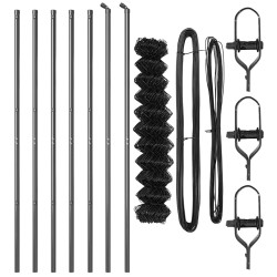 Jeu de Poteaux de Clôture Gris 1.4 x 10 m Acier galvanisé 
