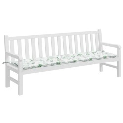 Coussin de banc de jardin motif de feuilles 200x50x7 cm tissu 