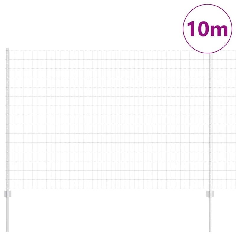 Clôture Euro avec 10 poteaux en U Argent 1,5x10 m Acier 