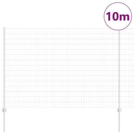 Clôture Euro avec 10 poteaux en U Argent 1,5x10 m Acier 