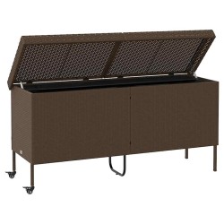 Boîte rangement jardin roues marron 160x55x75 cm résine tressée 