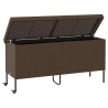 Boîte rangement jardin roues marron 160x55x75 cm résine tressée 