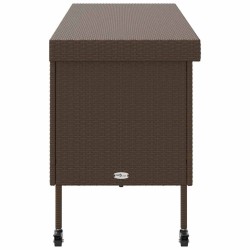 Boîte rangement jardin roues marron 160x55x75 cm résine tressée 