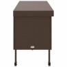 Boîte rangement jardin roues marron 160x55x75 cm résine tressée 
