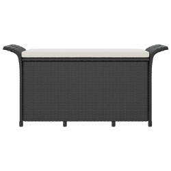 Banc de jardin avec coussin noir 116x46x57 cm résine tressée 