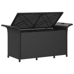 Banc de jardin avec coussin noir 116x46x57 cm résine tressée 
