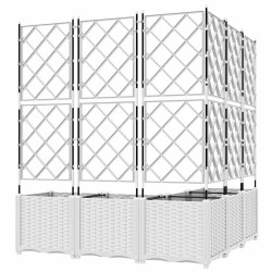 jardinière avec treillis 5 pcs blanche 120x120x143 cm 