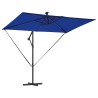 Parasol banane à mât déporté Bleu 294 x 200 x 254 cm 
