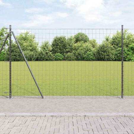 Clôture Euro avec 7 poteaux à bride 1,5 x 10 m en acier galvanisé 