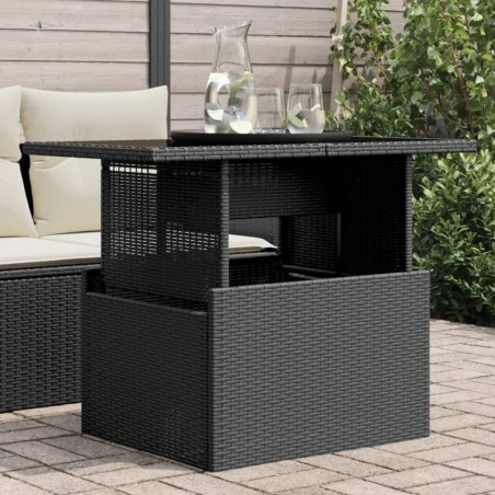 Table de jardin dessus en verre noir 100x55x73cm résine tressée 