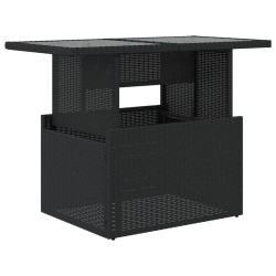 Table de jardin dessus en verre noir 100x55x73cm résine tressée 