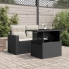 Table de jardin dessus en verre noir 100x55x73cm résine tressée 
