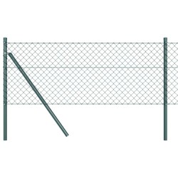 Jeu de Poteaux de Clôture Vert 0.6 x 25 m Acier galvanisé 