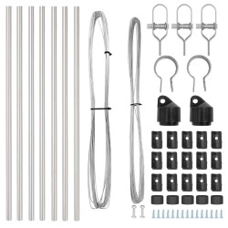 Set de poteaux de clôture 7 pcs Argent Ø32mm 80 cm 