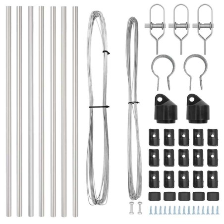 Set de poteaux de clôture 7 pcs Argent Ø32mm 80 cm 