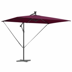 Parasol banane à mât déporté Rouge bordeaux 294 x 200 x 254 cm 
