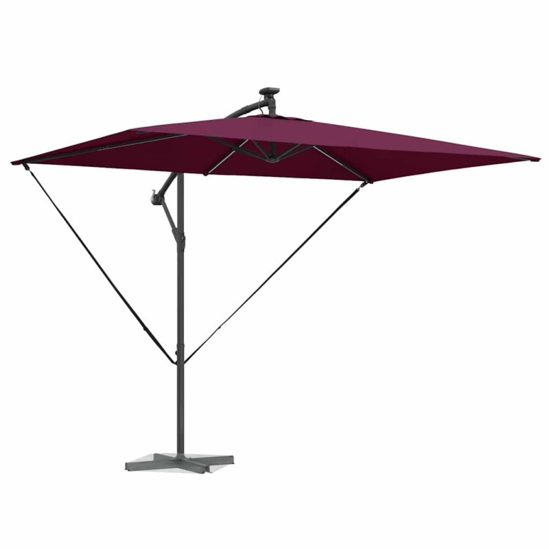 Parasol banane à mât déporté Rouge bordeaux 294 x 200 x 254 cm 
