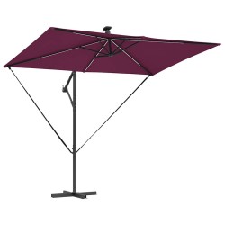 Parasol banane à mât déporté Rouge bordeaux 294 x 200 x 254 cm 