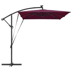 Parasol banane à mât déporté Rouge bordeaux 294 x 200 x 254 cm 