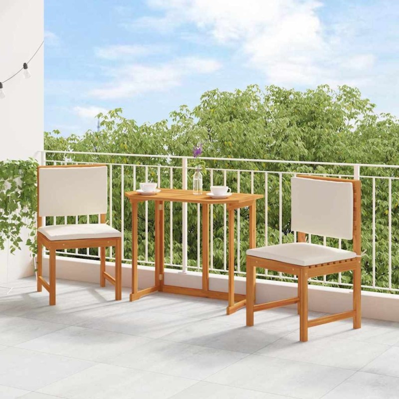 Chaises de jardin sans accoudoirs avec coussins – 2 pièces en bois d'acacia 