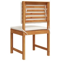 Chaises de jardin sans accoudoirs avec coussins – 2 pièces en bois d'acacia 