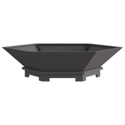 brasero hexagonal noir 100x100x28 cm en acier 
