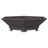 brasero hexagonal noir 100x100x28 cm en acier 